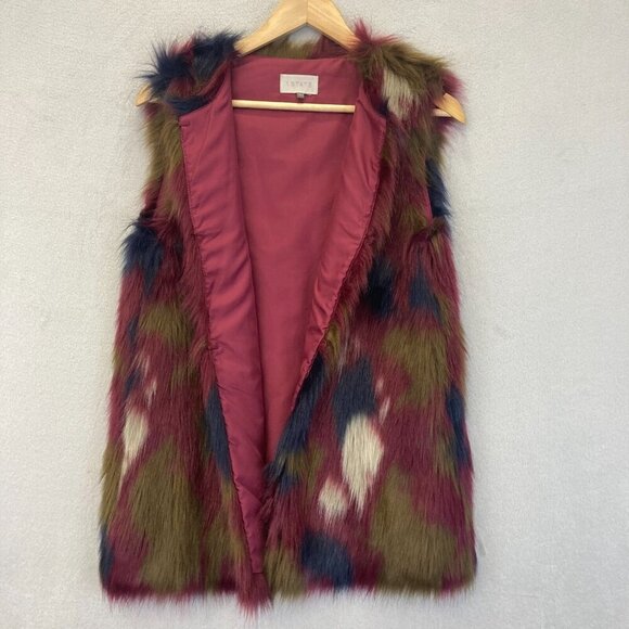1.State Faux Fur Vest Multicolor Long Womens Small S Festival ASO Eliza Selfie - Picture 11 of 13